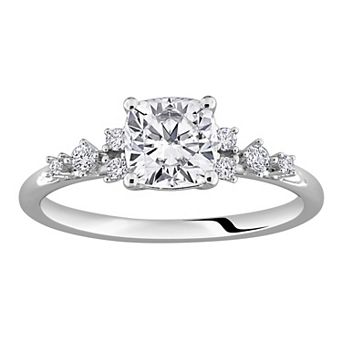 Stella Grace Sterling Silver Lab-Created Moissanite Cushion Cut Engagement Ring