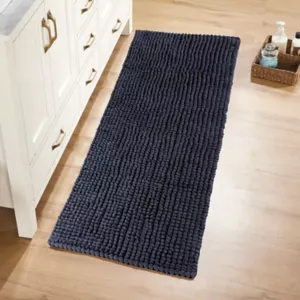 Better Trends Indulgence Plush Absorbent Non-Slip Throw or Area Bathroom Rug, Blue