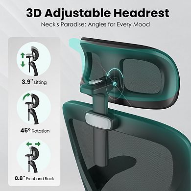 High Back Ergonomic Office Chair, Mesh Computer Chair with Headrest, Lumbar Support & Arms