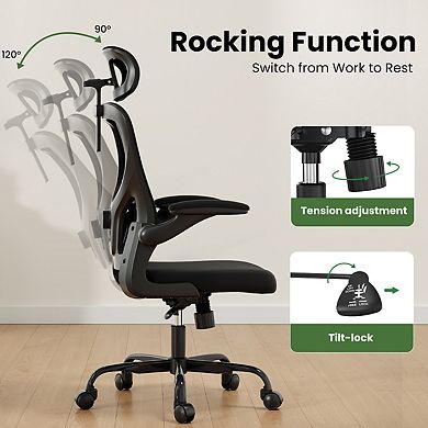 High Back Ergonomic Office Chair, Mesh Computer Chair with Headrest, Lumbar Support & Arms