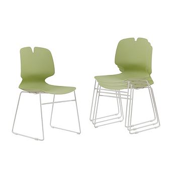 Modern Stacking Office Chairs Set of 4, Polypropylene Ergonomic Desk Chair 180kg Capacity