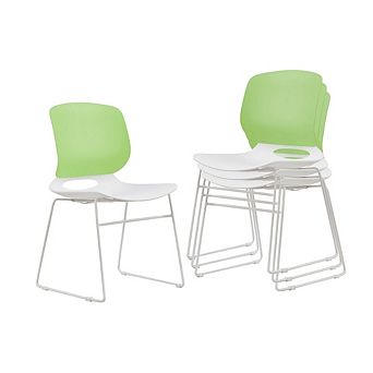 Modern Stacking Office Chairs Set of 4, Polypropylene Ergonomic Desk Chair 180kg Capacity