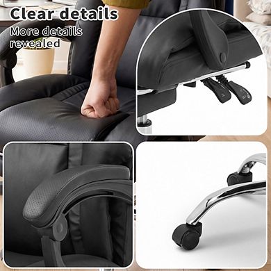 High Back Executive Office Chair Adjustable Height PU Leather Reclining Gaming Chair with Footrest