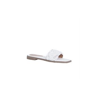 Denim Rhinestone Flat Slides