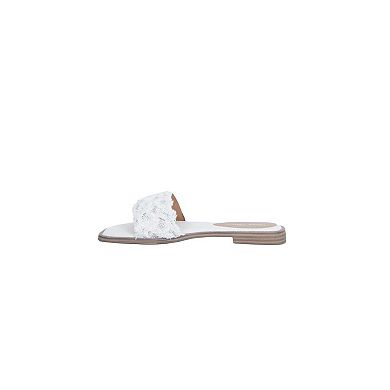 Denim Rhinestone Flat Slides