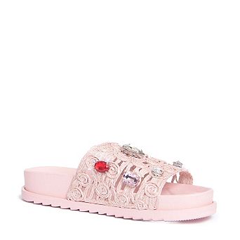 Rhinestone & Rose Appliqué Flat