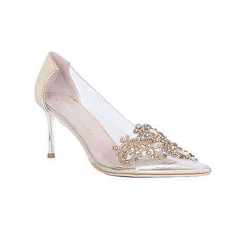 Metallic Lucite Rhinestone Mules
