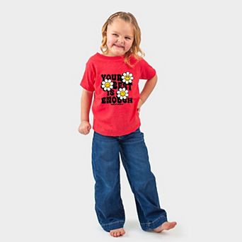 SmileyWorld Your Best Is Enough Floral - Toddler Short Sleeve Graphic T-Shirt