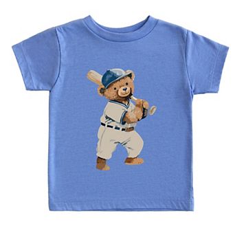 Watercolor Baseball Bear - Toddler Short Sleeve Graphic T-Shirt