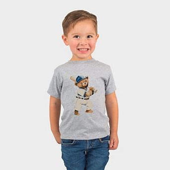 Watercolor Baseball Bear - Toddler Short Sleeve Graphic T-Shirt