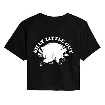 Juniors' "Silly Little Guy" Jimothy the Raccoon Cropped Tee