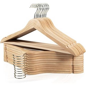 Wooden Coat Hangers Durable Solid Wood 360 Swivel Hook Notches Slim Space Saving