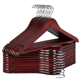 Wooden Hangers 20 Pack Heavy Duty Contoured Non-Slip 360 Hook for Coats Suits Shirts Pants Jackets