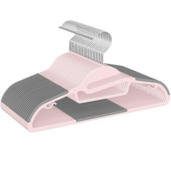 Plastic Hangers 50 Pack Non-slip S Shape 360°Swivel Hook Space Saving Organizer for Bedroom Closet