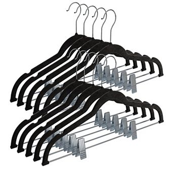10 Pack Velvet Hangers with Clips Anti-Slip Space-Saving for Pants Skirts Coats Dresses Tank Tops