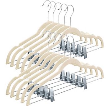 10 Pack Velvet Hangers with Clips Anti-Slip Space-Saving for Pants Skirts Coats Dresses Tank Tops
