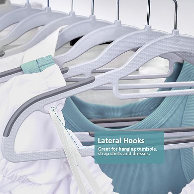 Non Slip Plastic Coat Hangers Slim 360 Swivel Hook Sturdy For Shirts Pants Wet Dry Garments