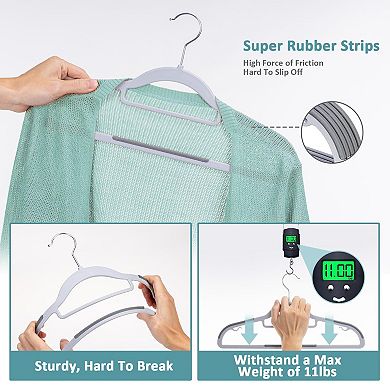 Non Slip Plastic Coat Hangers Slim 360 Swivel Hook Sturdy For Shirts Pants Wet Dry Garments