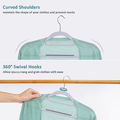 Non Slip Plastic Coat Hangers Slim 360 Swivel Hook Sturdy For Shirts Pants Wet Dry Garments