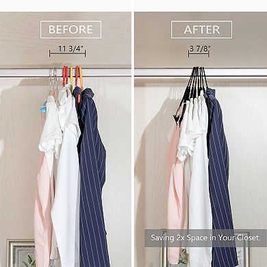 Pants Hangers Adjustable Clips Pack of 20 Slim Non Slip Flocked Swivel Hooks