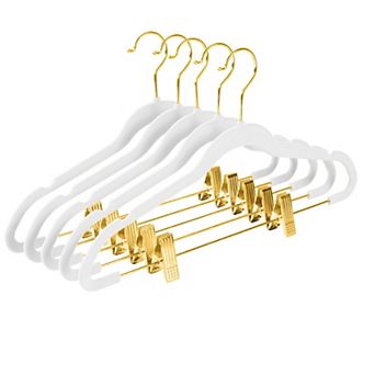 Pants Hangers Adjustable Clips Pack of 20 Slim Non Slip Flocked Swivel Hooks
