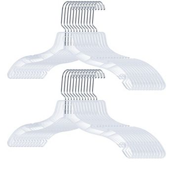24 pc Clear Plastic Non-slip Heavy Duty Hangers for Sweaters Shirts Suits Jackets