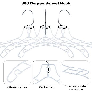 24pcs Clear Plastic Non-slip Heavy Duty Hangers for Sweaters Shirts Suits Jackets