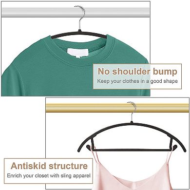 Curved Plastic Hangers No Shoulder Bump Non Slip Heavy Duty 11lbs Capacity