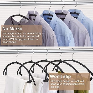 Curved Plastic Hangers No Shoulder Bump Non Slip Heavy Duty 11lbs Capacity