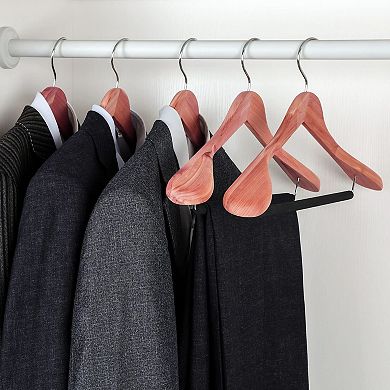 Unfinished Red Cedar Wood Coat Suit Hangers Wide Shoulder 360°Flexible Hook 4 Pack