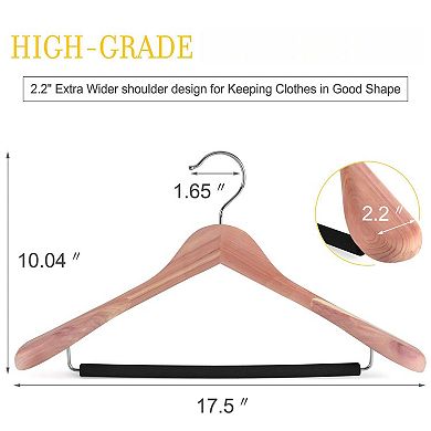 Unfinished Red Cedar Wood Coat Suit Hangers Wide Shoulder 360°Flexible Hook 4 Pack