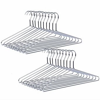 30 Pack Heavy Duty Metal Coat Hangers Stainless Steel Smooth Chrome Closet Organization Suit Pants