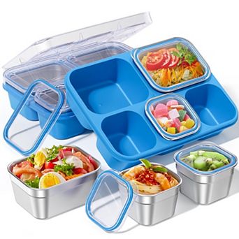 Stainless Steel 5-Compartment Leakproof Bento Box with Lid for Travel Picnic Food Storage