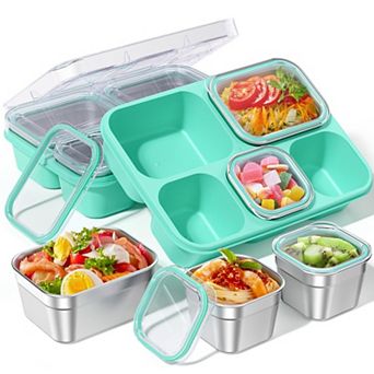 Stainless Steel 5-Compartment Leakproof Bento Box with Lid for Travel Picnic Food Storage