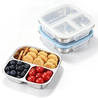 Stainless Steel 3 Compartment Bento Box Leakproof Reusable Food Storage Containers