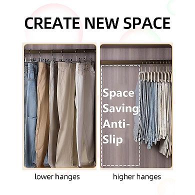 Pants Hangers 20 Pack Felt Non Slip 360 Swivel Hook Space Saving Closet Organizer
