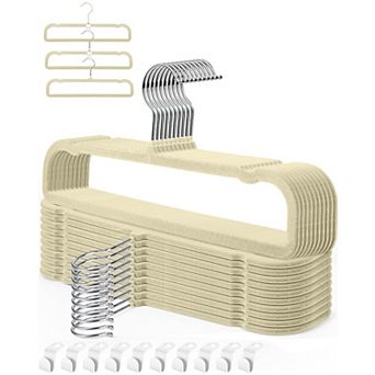 Pants Hangers 20 Pack Felt Non Slip 360 Swivel Hook Space Saving Closet Organizer