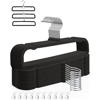 Pants Hangers 20 Pack Felt Non Slip 360 Swivel Hook Space Saving Closet Organizer