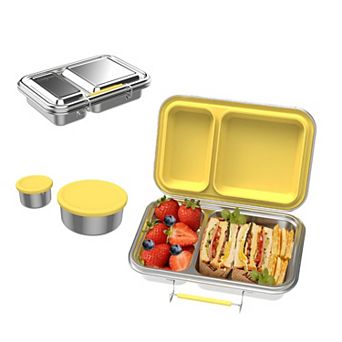 Stainless Steel 2-Compartment Leak Proof Bento Box: Dishwasher Safe Portion Control for Work Travel