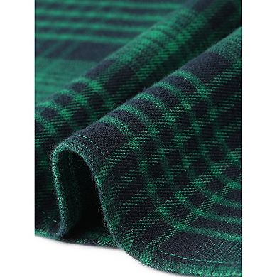 Women's Plus Size Knit Plaid Patchwork Long Sleeve Midi Dress with Pockets