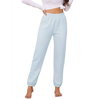 Women's Pajama Pants Cuffed Trousers Long Pants Side Pockets Loose Fit Loungewear Pajama Bottoms