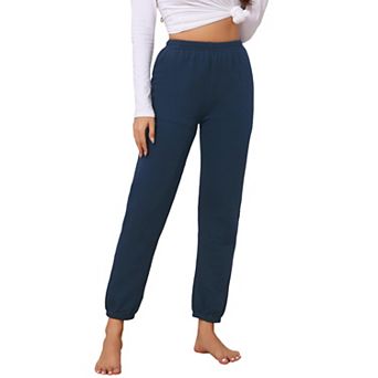 Women's Pajama Pants Cuffed Trousers Long Pants Side Pockets Loose Fit Loungewear Pajama Bottoms