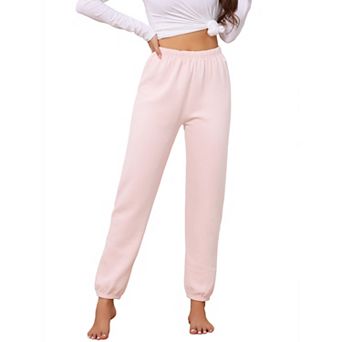 Women's Pajama Pants Cuffed Trousers Long Pants Side Pockets Loose Fit Loungewear Pajama Bottoms