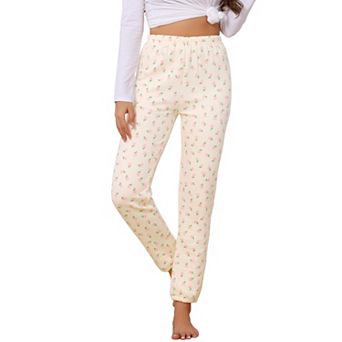 Women's Pajama Pants Cuffed Trousers Long Pants Side Pockets Loose Fit Loungewear Pajama Bottoms