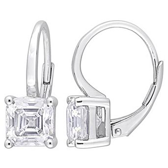 Stella Grace Sterling Silver Lab-Created Moissanite Octagon Leverback Earrings