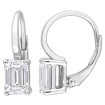 Stella Grace Sterling Silver Lab-Created Moissanite Octagon Leverback Earrings