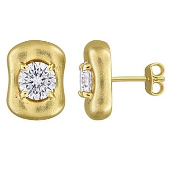 Stella Grace 18k Gold Flash Plated Over Sterling Silver Lab-Created Moissanite Puffed Earrings