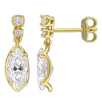 Stella Grace 18k Gold Flash Plated Over Sterling Silver Lab-Created Moissanite Drop Earrings