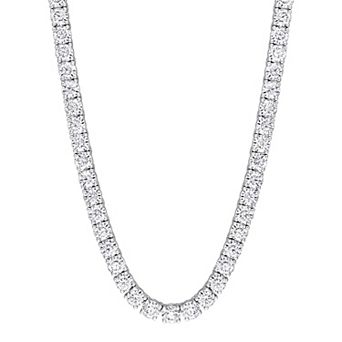 Stella Grace Sterling Silver Round Lab-Created Moissanite Prong Tennis Necklace