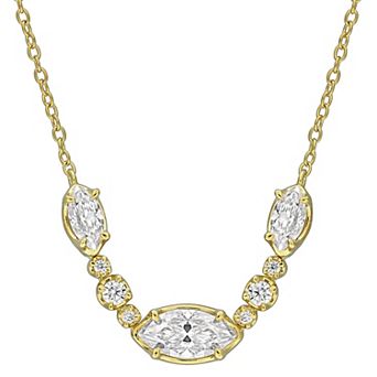 Stella Grace 18k Gold Flash Plated Over Sterling Silver Lab-Created Moissanite Necklace